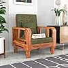 Solid Wood 1 Seater Wooden Sofa Set for Living Room Furniture Fabric 1 Seater Sofa