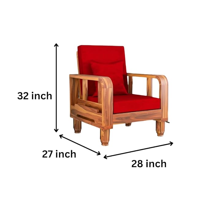 Solid Wood 1 Seater Wooden Sofa Set for Living Room Furniture Fabric 1 Seater Sofa