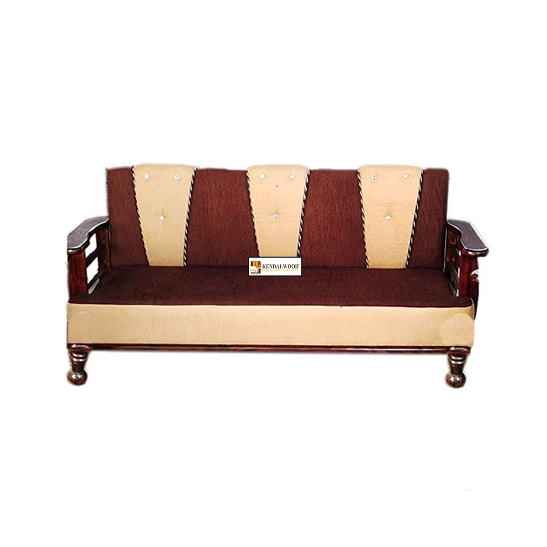 Solid Wood 5 Seater Wooden Sofa Set for Living Room Furniture Fabric 3 + 1 +1 Sofa Set