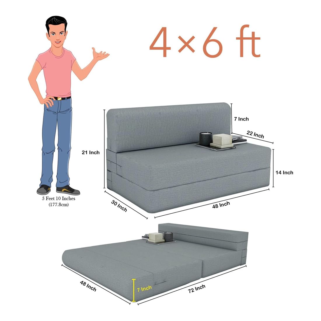 Modern Home Furniture | Fold Out Sofa Cum Bed | 2 Seater Sofa | Sofa for Living Room, Home & Office Furniture
