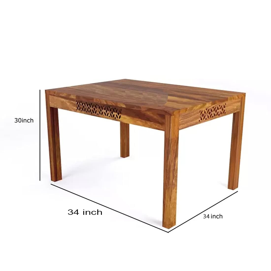 Sheesham Wood Dining Table(34x34) with 3 Chairs & 1 Bench | 4 Seater Dining Set | Wooden Dining Table with Chair - Dining Room Furniture