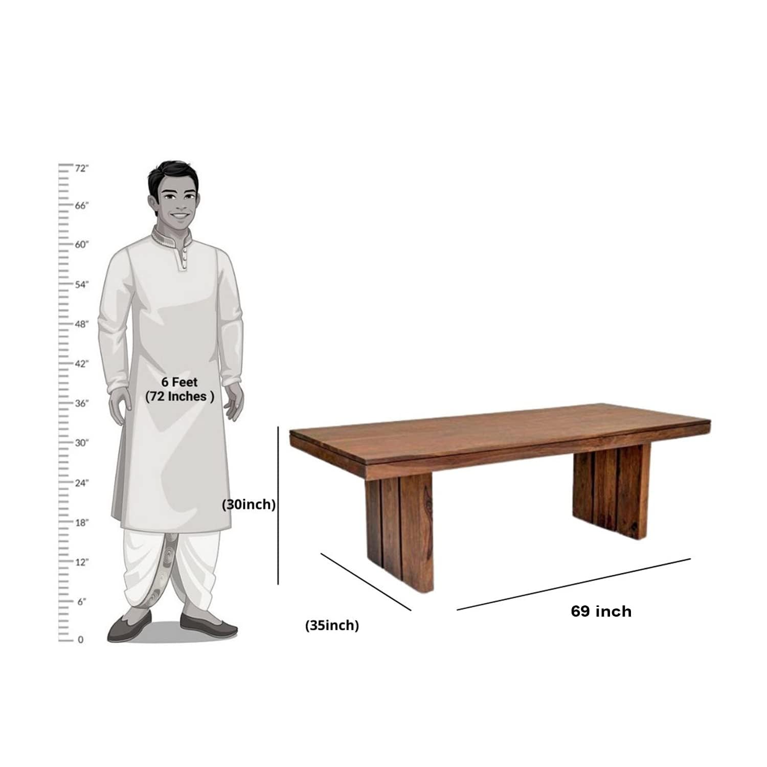 Sheesham Wood Dining Table (78x35) with 8 Chairs | 8 Seater Dining Set | Wooden Dining Table with Chair | Dining Room Furniture