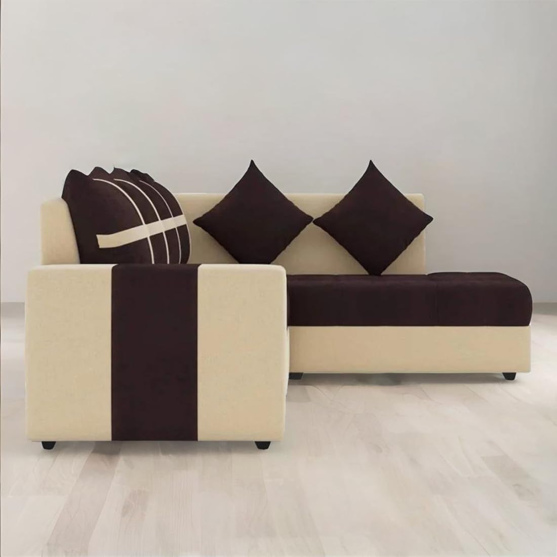 Wood Furniture 6 Seater L Shape Corner Sofa for Living Room | 6-Seater L Shape Sofa (Right Facing) with 6 Small Pillow | Sofa for Home & Office Furniture