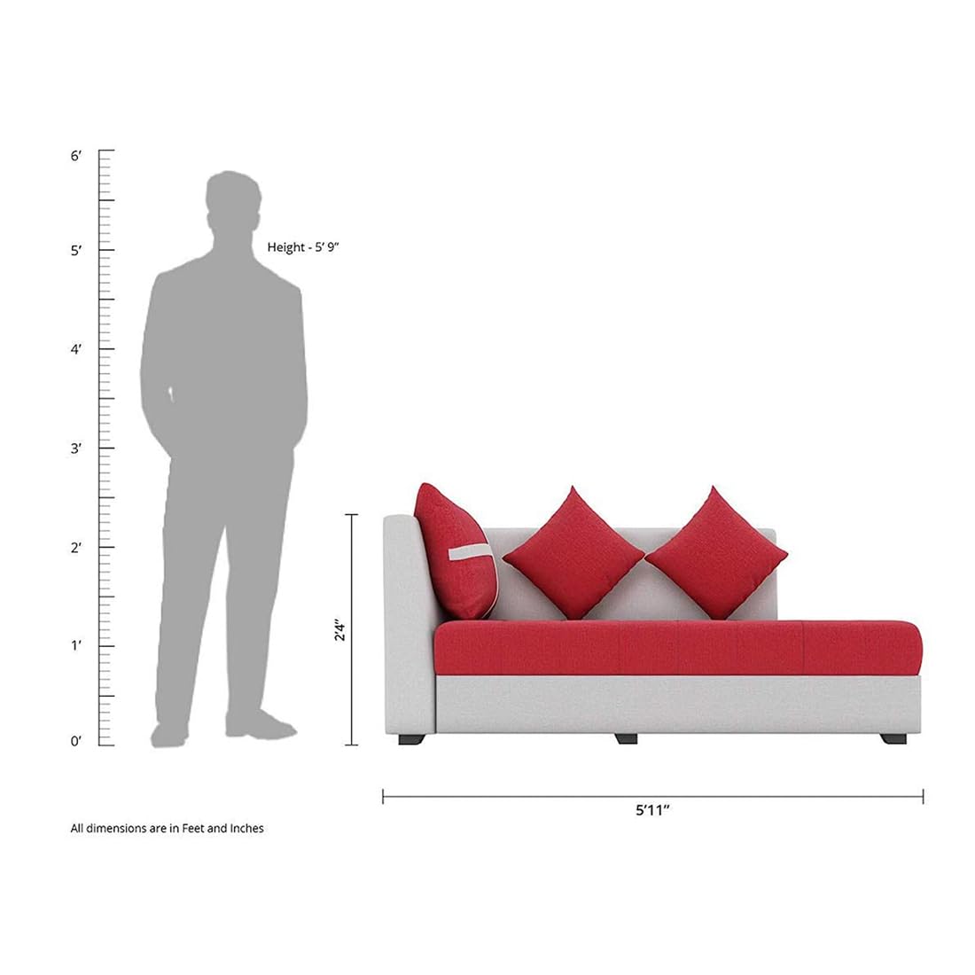 8 Seater Sofa Set, L Shape Sofa (Right Facing) 2 Ottoman, 6 Small Pillow with Coffee Table for Living Room Furniture | Sofa for Home & Office Furniture