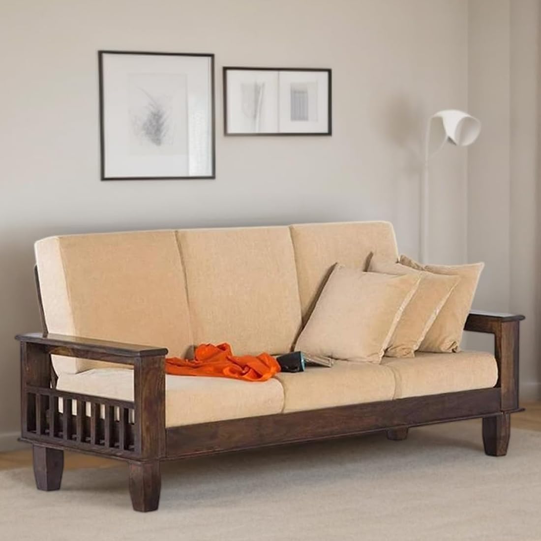 KendalWood Furniture Solid Sheesham Wood 3 Seater Sofa Set