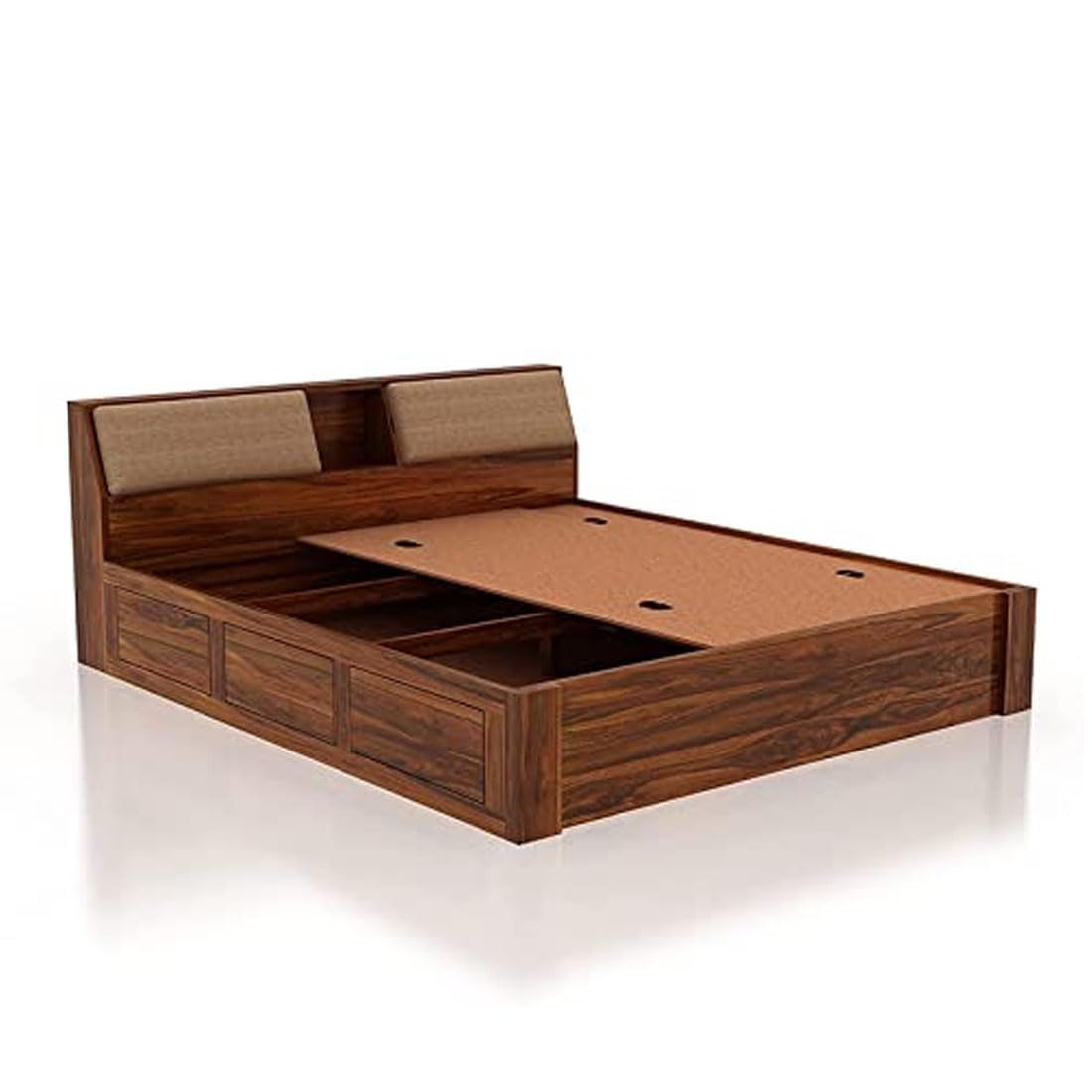 Sheesham Wood Bed with Box Storage | Solid Wood Bed for Bedroom, Living Room | Wooden Bed King Size | Mattress not Included | Honey Finish