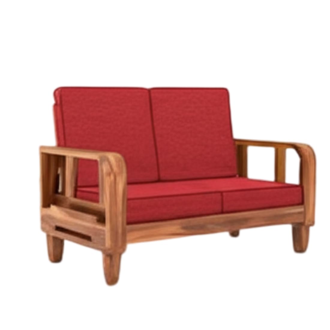 Solid Wood 4 Seater Wooden Sofa Set for Living Room Furniture 4 Seater 2+2 Fabric Sofa Set with Center Table