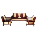 Solid Wood 5 Seater Wooden Sofa Set for Living Room Furniture Fabric 3 + 1 +1 Sofa Set