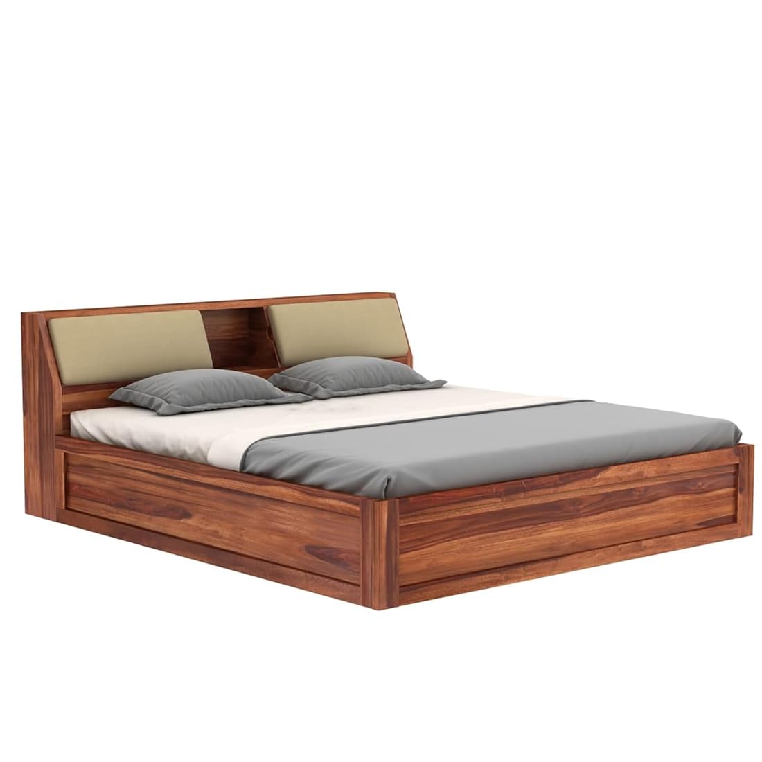 Sheesham Wood Bed with Box Storage | Solid Wood Bed for Bedroom, Living Room | Wooden Bed King Size | Mattress not Included | Finish Color