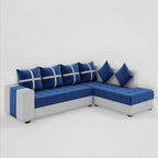 6-Seater L Shape Corner Sofa for Living Room | 6-Seater L Shape Sofa (Right Facing) with 6 Small Pillow | Sofa for Home & Office Furniture