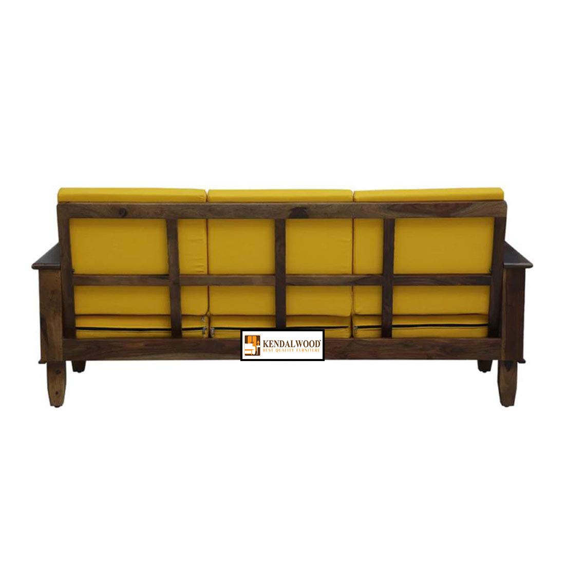 Solid Wood 3 Seater Wooden Sofa Set for Living Room Furniture Fabric 3 Seater Sofa