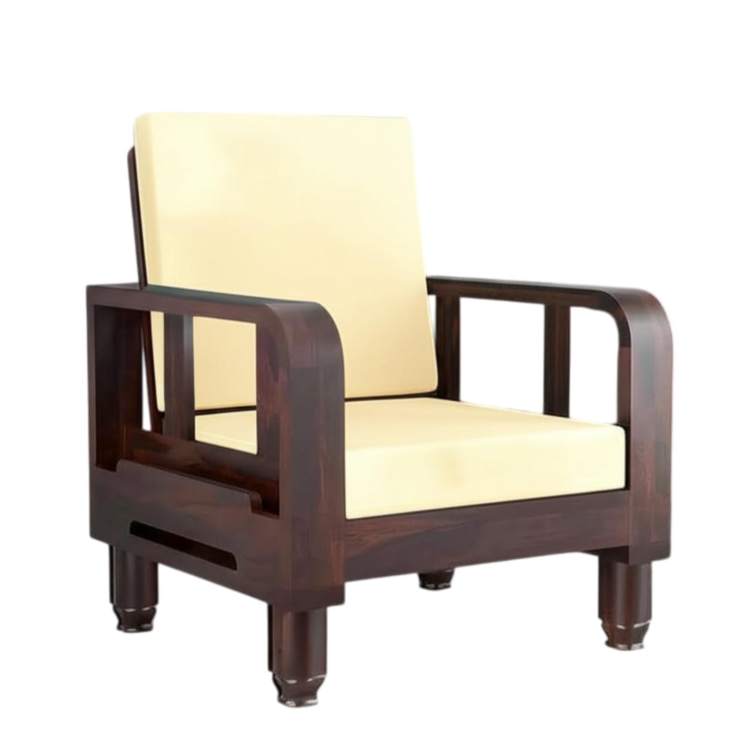 Solid Wood 1 Seater Wooden Sofa Set for Living Room Furniture | Sofa for Home & Office | 1 Seater Sofa