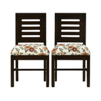 Modern Home Furniture | Solid Wood Dining Chair Set of 2 | Study Chair for Home & Office | Honey Finish with Printed Cushions