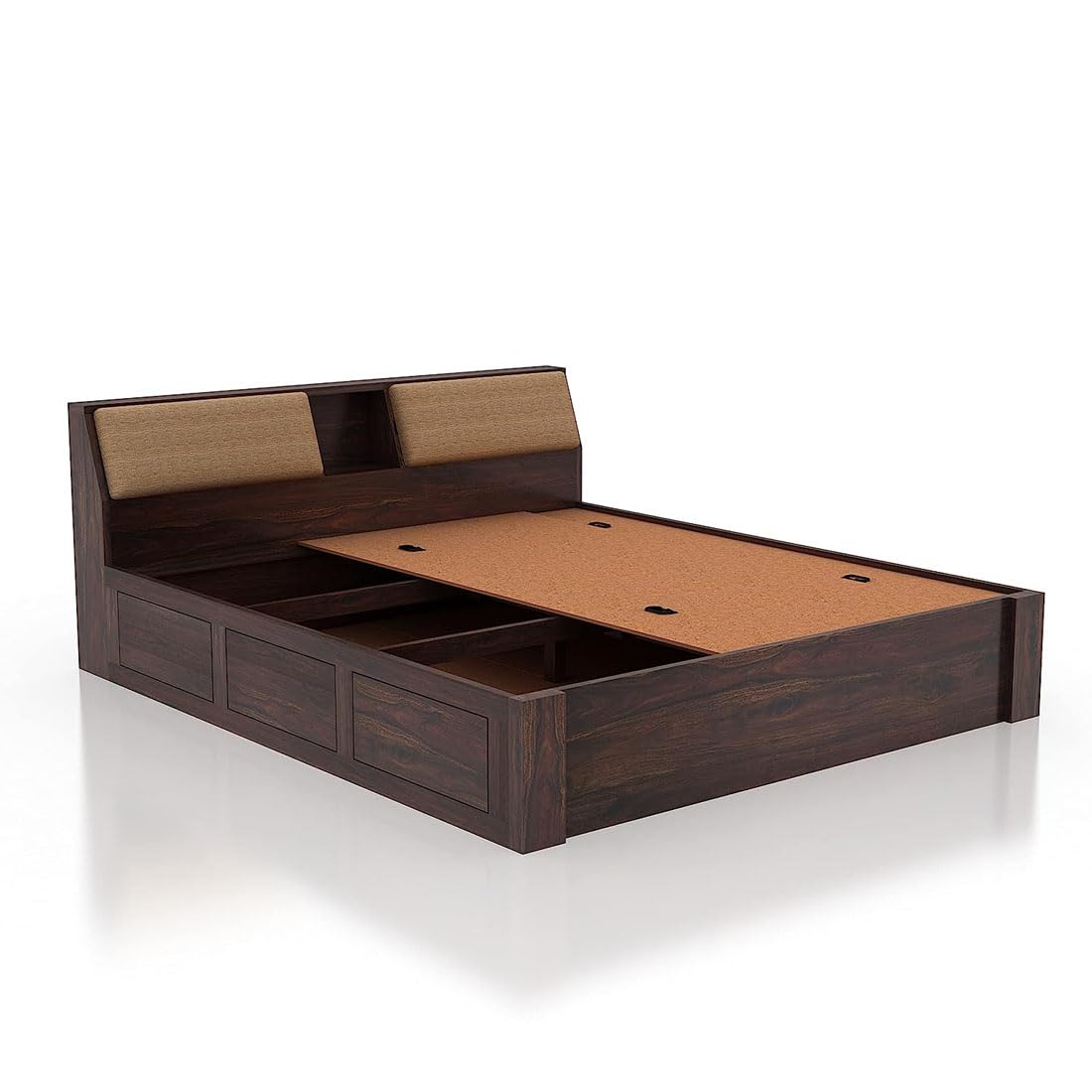 Wood Bed with Box Storage | Solid Wood Bed for Bedroom, Living Room | Wooden Bed King Size | Wooden Furniture Beds for Home
