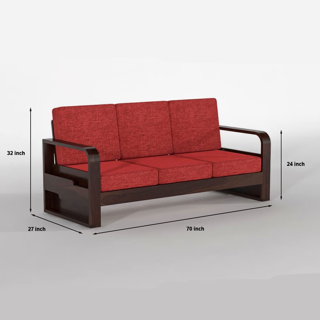 Solid Wood 6 Seater Wooden Sofa Set for Living Room Furniture 6 Seater 3+2+1 Fabric Sofa Set with Center Table