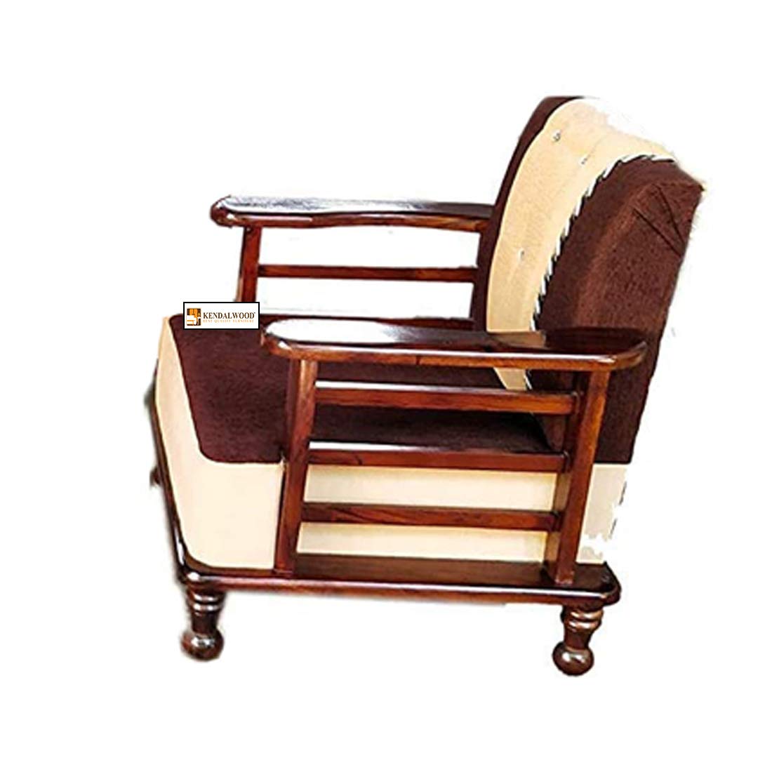 Solid Wood 5 Seater Wooden Sofa Set for Living Room Furniture Fabric 3 + 1 +1 Sofa Set