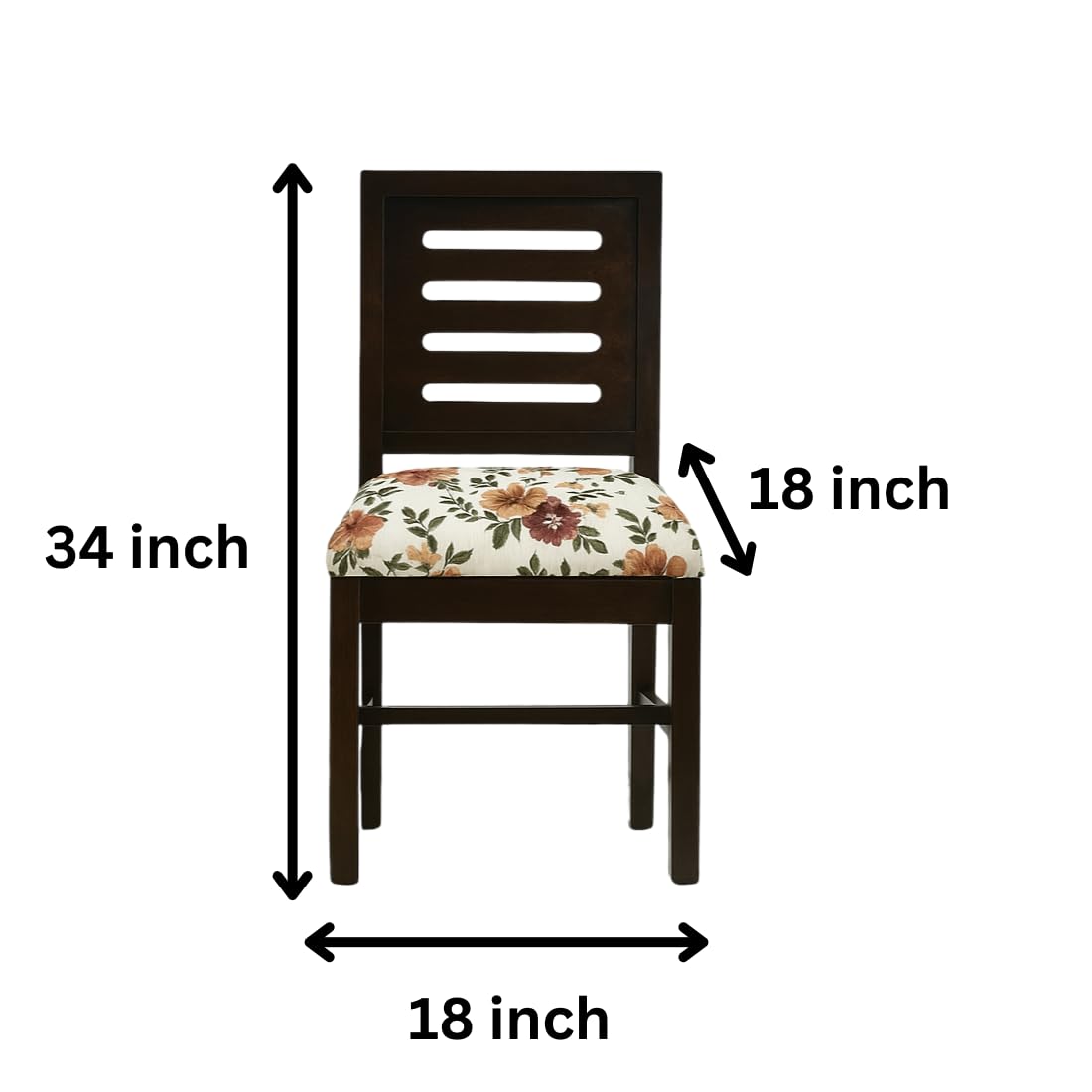 Modern Home Furniture | Solid Wood Dining Chair Set of 2 | Study Chair for Home & Office | Honey Finish with Printed Cushions