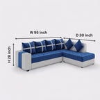 6-Seater L Shape Corner Sofa for Living Room | 6-Seater L Shape Sofa (Right Facing) with 6 Small Pillow | Sofa for Home & Office Furniture