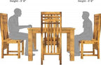 Sheesham Wood Square Dining Table with 4 Chairs | Dining Room Furniture 4 Seater Dining Set
