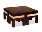 Premium Sheesham Wood Coffee Table for Living Room | Wooden Coffee Table with 4 Stool |Best Furniture for Home