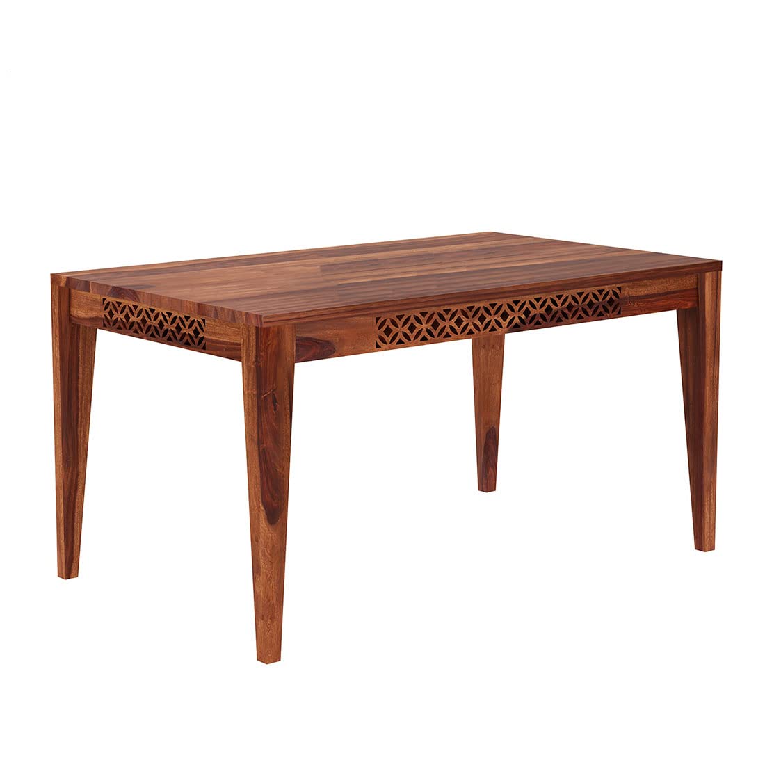 CNC Cutting Solid Wood Solid Wood 6 Seater Dining Set | Wooden Dining Table with Chair - Dining Room Furniture