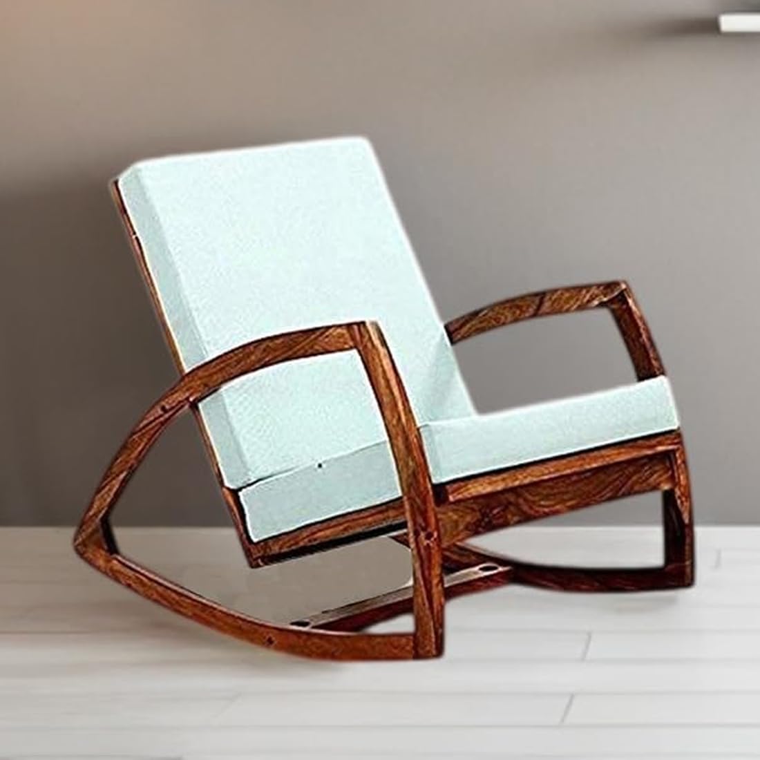Sheesham Wood Rocking Chair for Adults, Wooden Rocking Chair, Walnut Finish