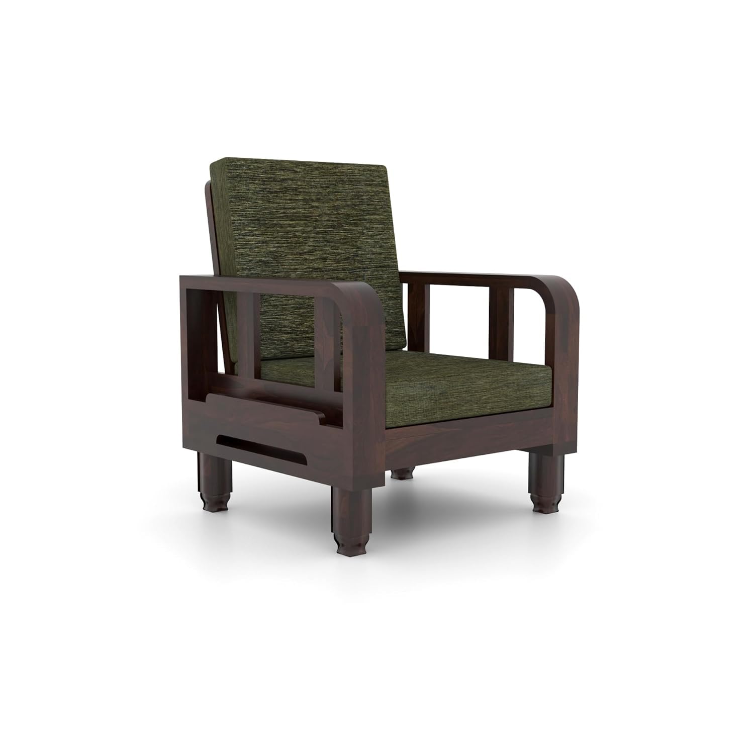 Solid Wood 1 Seater Wooden Sofa Set for Living Room Furniture | Sofa for Home & Office | 1 Seater Sofa