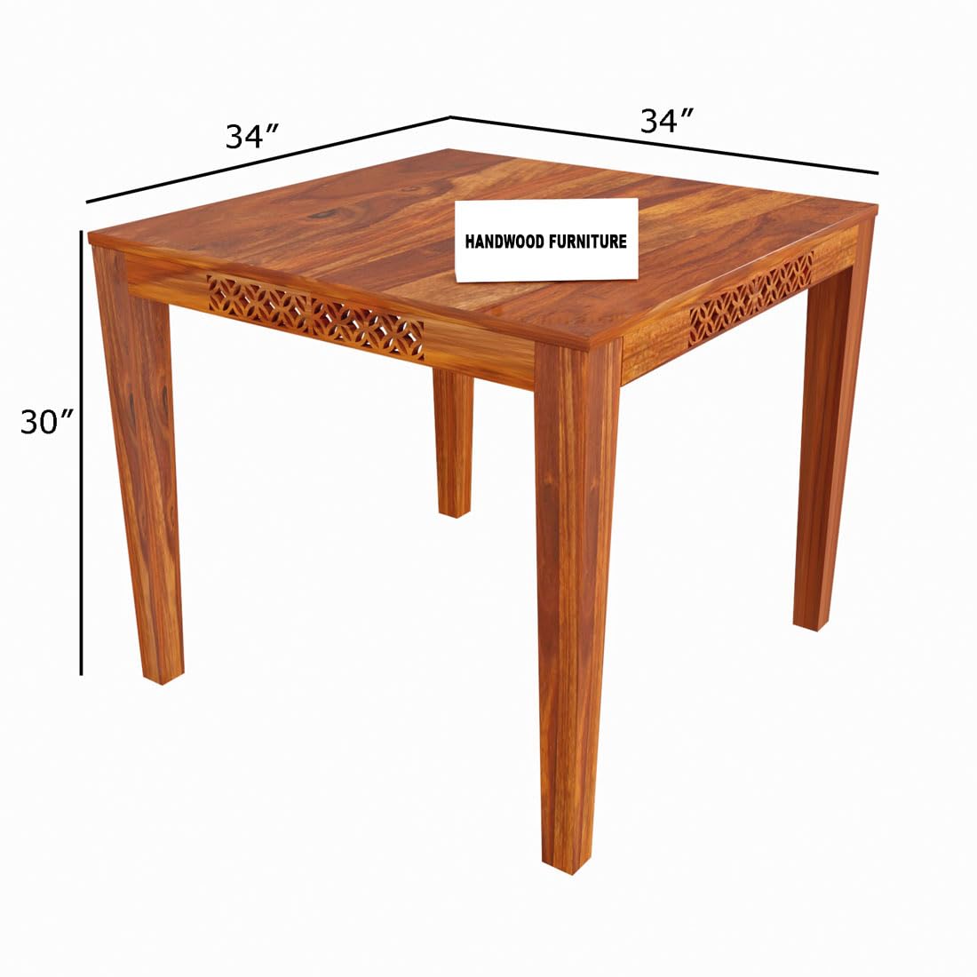 Sheesham Wood Dining Table (34x34 Inch) | Multi-Purpose uses Home and Office Desk | Dining Room Furniture | Wooden 4 Seater Dining Table