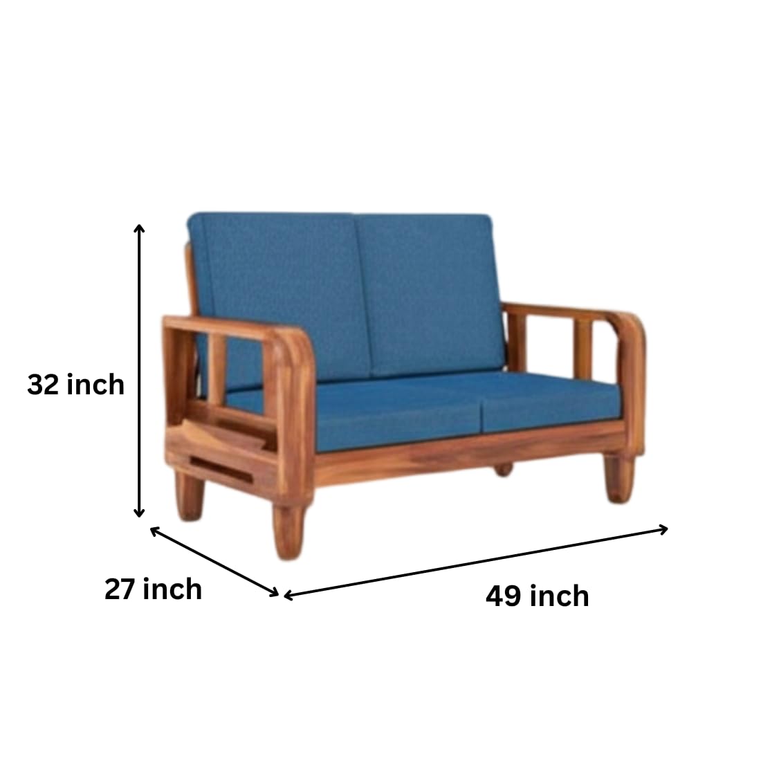 Solid Wood 4 Seater Wooden Sofa Set for Living Room Furniture 4 Seater 2+2 Fabric Sofa Set with Center Table