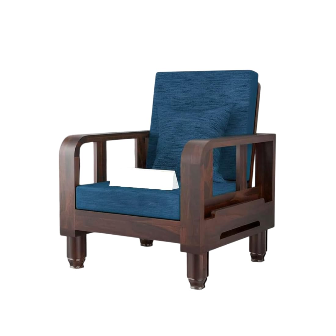 Solid Wood 1 Seater Wooden Sofa Set for Living Room Furniture | Sofa for Home & Office | 1 Seater Sofa