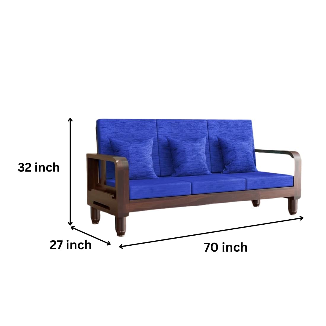 Solid Wood 6 Seater Wooden Sofa Set for Living Room Furniture 6 Seater 3+2+1 Fabric Sofa Set with Center Table