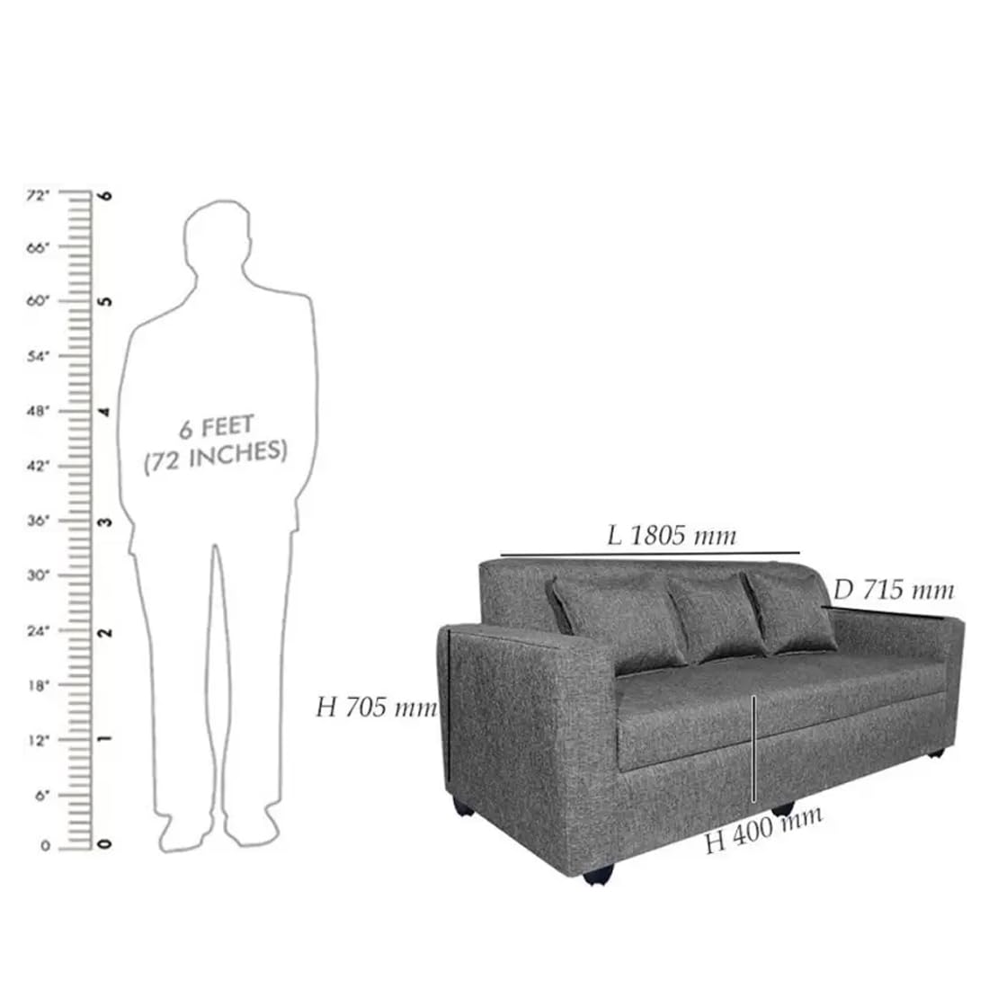 3 Seater Fabric Sofa Set for Living Room Furniture | 3 Seater Sofa Set | Sofa for Home & Office