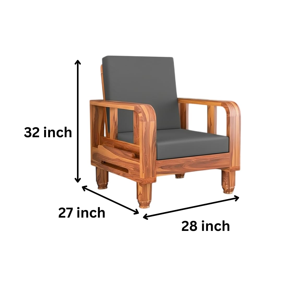 Solid Wood 6 Seater Wooden Sofa Set for Living Room | 3+2+1 Sofa Set with Center Table | Furniture for Home & Hotels