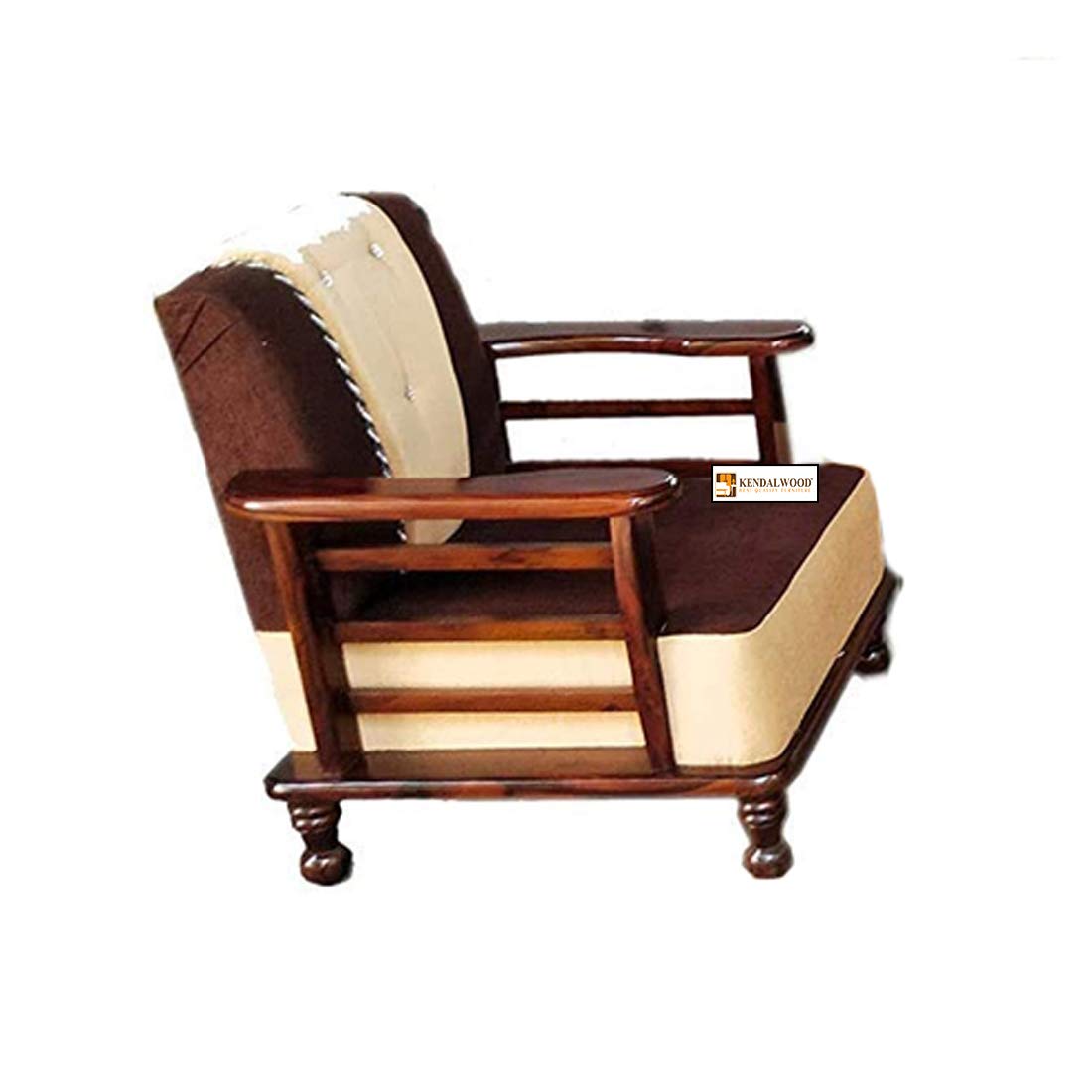 Solid Wood 5 Seater Wooden Sofa Set for Living Room Furniture Fabric 3 + 1 +1 Sofa Set