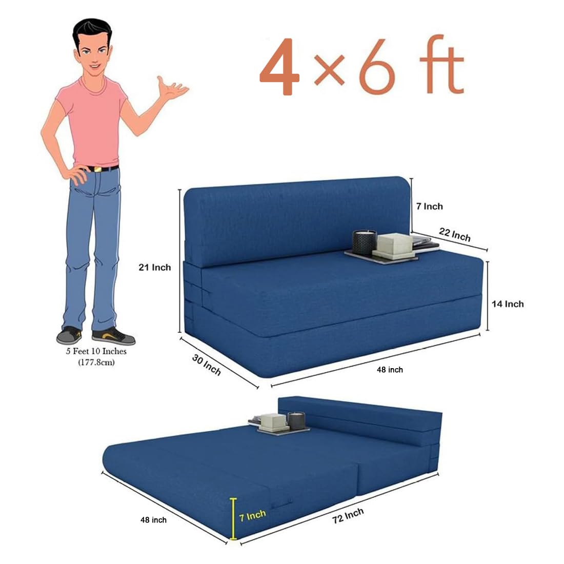 Modern Home Furniture | Fold Out Sofa Cum Bed | 2 Seater Sofa | Sofa for Living Room, Home & Office Furniture