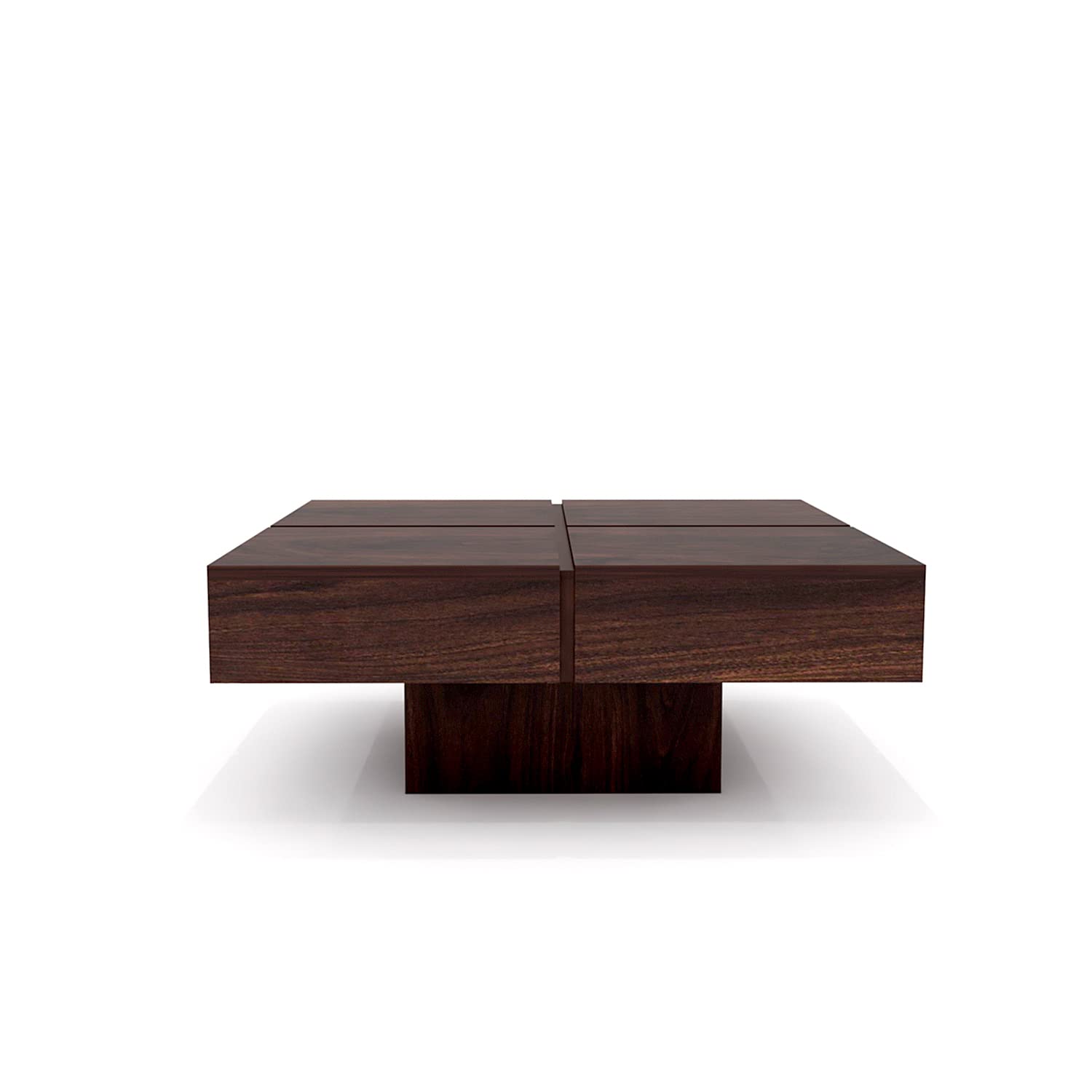KendalWood Furniture Sheesham Wood Rectangle Dark Walnut Finish Pre Assemble Coffee Table for Living Room