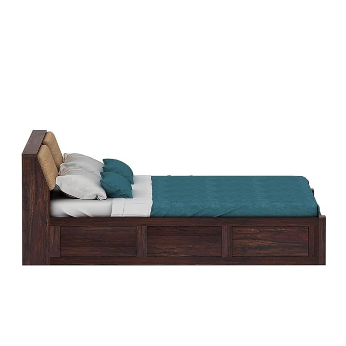 Wood Bed with Box Storage | Solid Wood Bed for Bedroom, Living Room | Wooden Bed King Size | Wooden Furniture Beds for Home