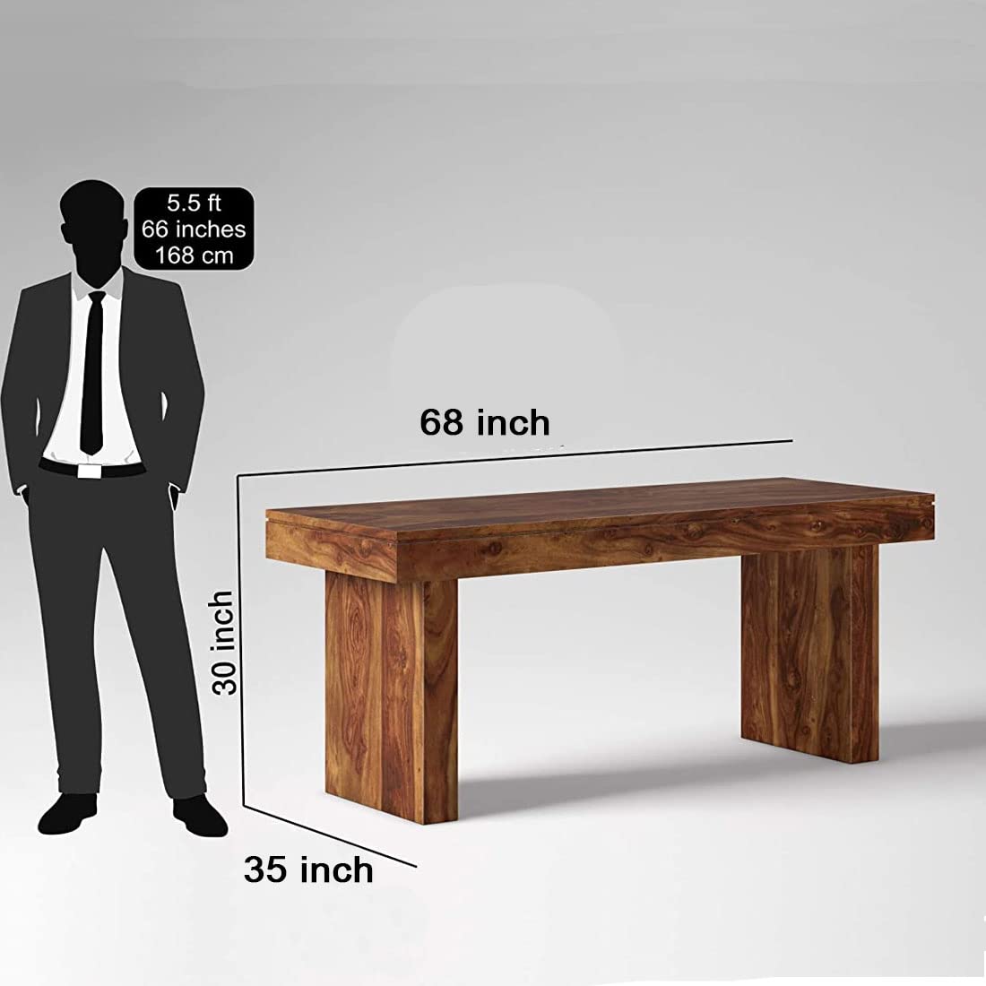 Sheesham Wood Dining Table (68x35) with 4 Chairs & 1 Bench | 6 Seater Dining Set | Wooden Dining Table with Chair - Dining Room Furniture