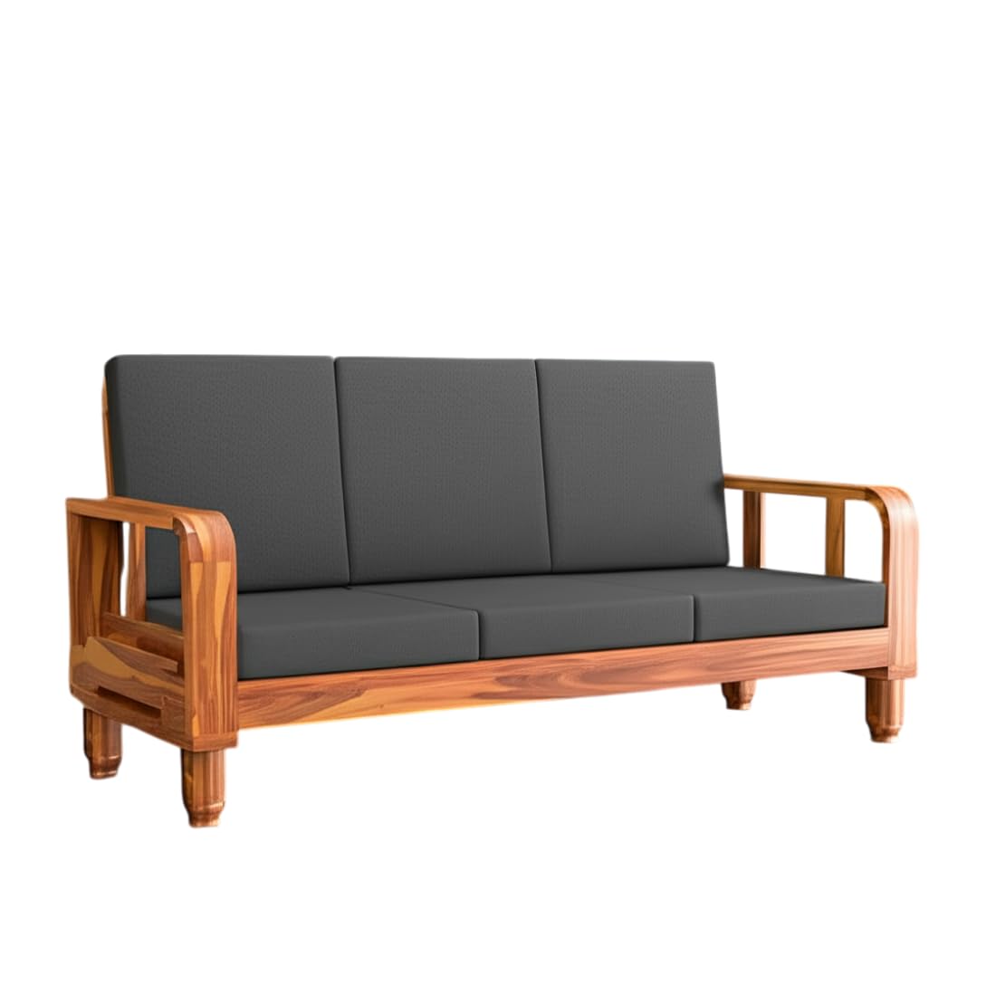 Solid Wood 5 Seater Wooden Sofa Set for Living Room Furniture | 3+1+1 Sofa Set with Center Table | Furniture for Home & Hotels