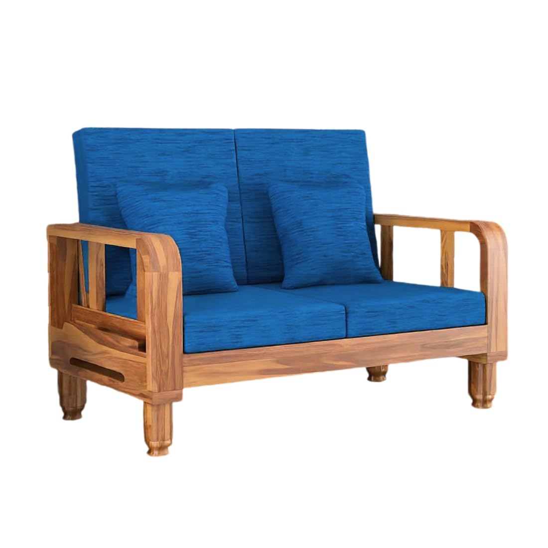 Solid Wood 6 Seater Wooden Sofa Set for Living Room Furniture 6 Seater 3+2+1 Fabric Sofa Set with Center Table