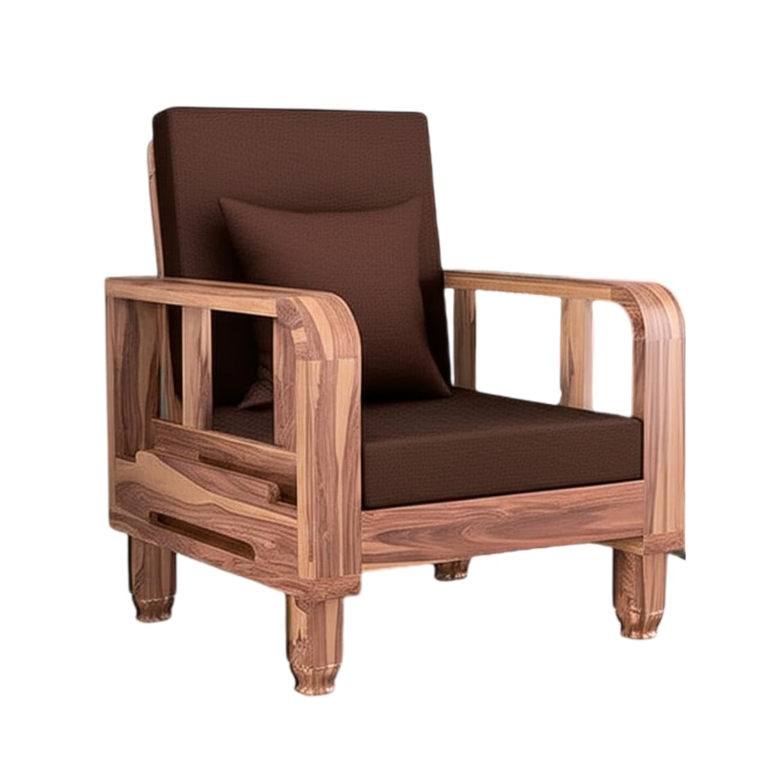 Solid Wood 1 Seater Wooden Sofa Set for Living Room Furniture | Sofa for Home & Office | 1 Seater Sofa