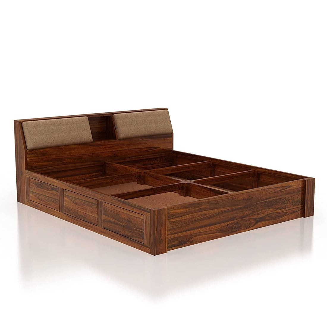 Wood Bed with Box Storage | Solid Wood Bed for Bedroom, Living Room | Wooden Bed King Size | Wooden Furniture Beds for Home