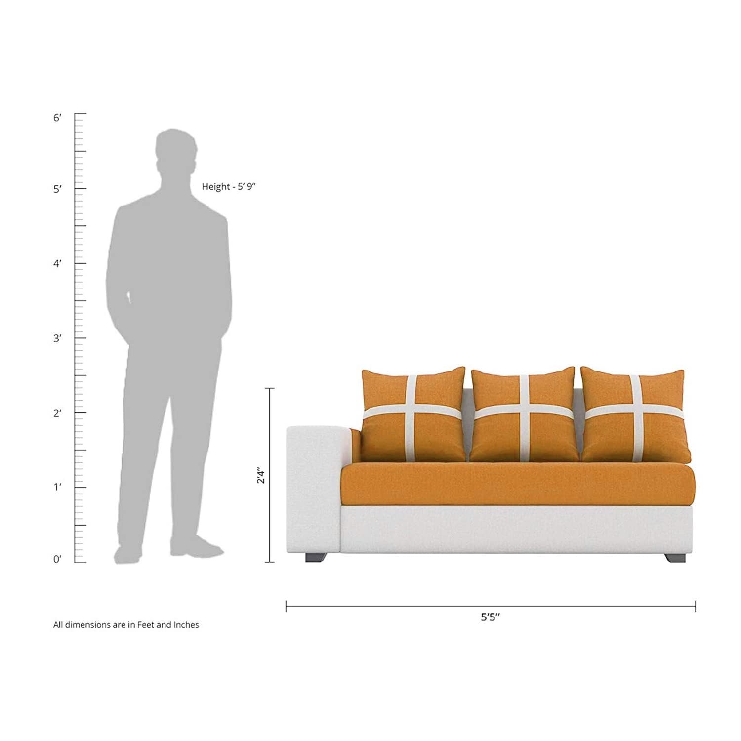 8 Seater Sofa Set, L Shape Sofa (Right Facing) 2 Ottoman, 6 Small Pillow with Coffee Table for Living Room Furniture | Sofa for Home & Office Furniture