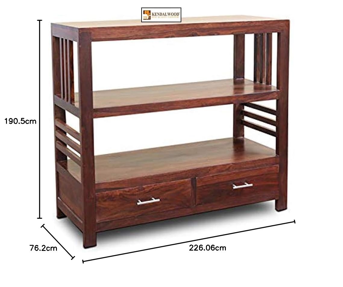 Sheesham Wooden Mahogany Finish Console Table/Kitchen Rack/Book Shelves