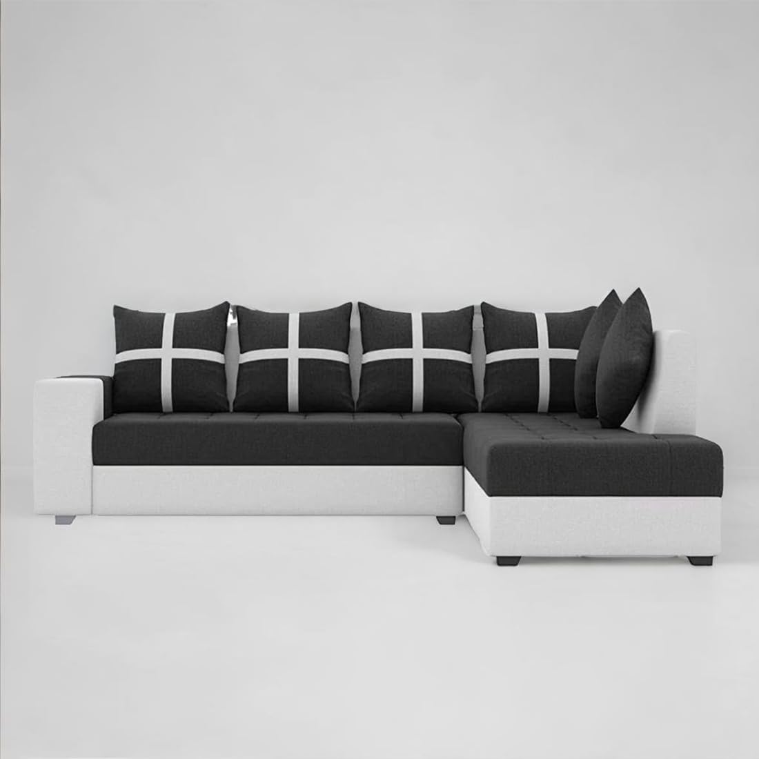 6 Seater L Shape Corner Sofa for Living Room | 6 Seater L Shape Sofa (Right Facing) with 6 Small Pillow | Sofa for Home & Office Furniture
