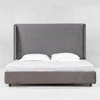 Engineered Wood Upholstered King Size Bed | Wooden Bed for Living Room | Bedroom Bed for Home | Bed for Without Storage | Grey Finish