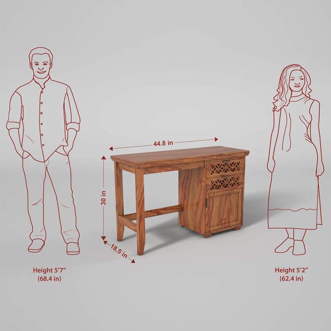KENDALWOOD™ Furniture Solid Wood Office Desk | Reading Writing Table | Laptop Table |Wooden Table & Chair Set for Home and Office Study Table with Chair - Teak Finish