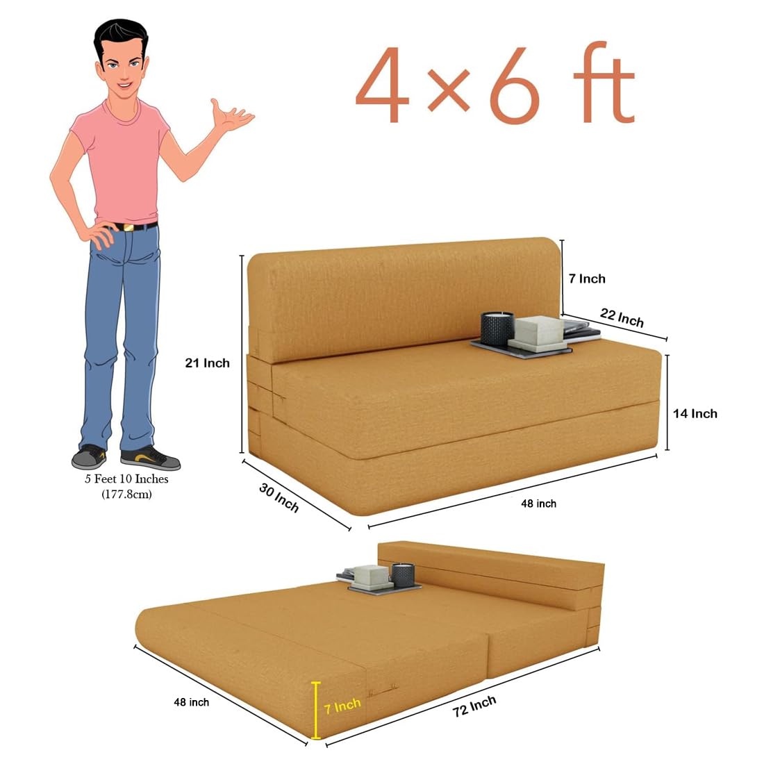 Modern Home Furniture | Fold Out Sofa Cum Bed | 2 Seater Sofa | Sofa for Living Room, Home & Office Furniture