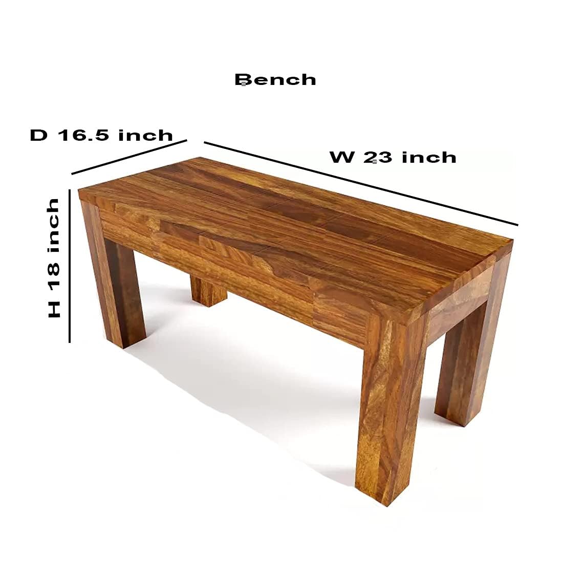 Sheesham Wood Dining Table(34x34) with 3 Chairs & 1 Bench | 4 Seater Dining Set | Wooden Dining Table with Chair - Dining Room Furniture