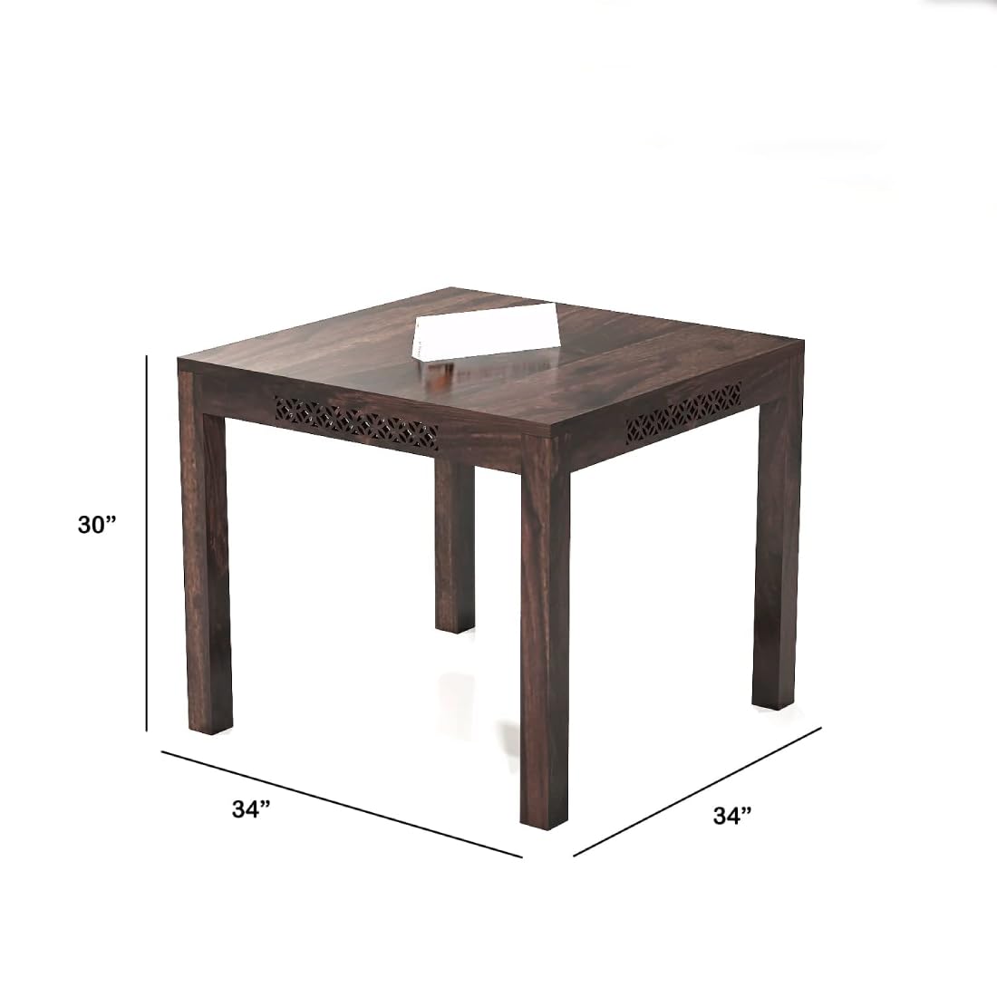 Sheesham Wood Dining Table (34x34) with 3 Chairs & 1 Bench | 4 Seater Dining Set